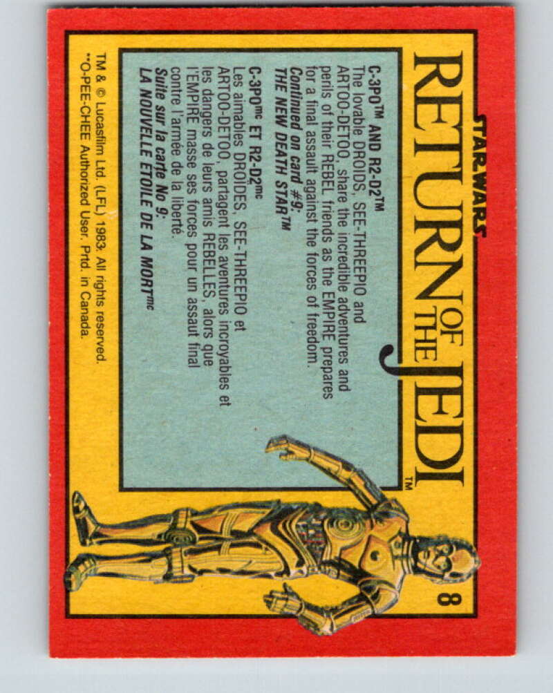 1983 OPC Star Wars Return Of The Jedi #8 C-3PO and R2-D2 V42196