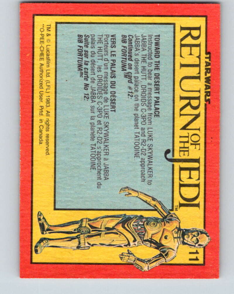 1983 OPC Star Wars Return Of The Jedi #11 Toward the Desert Palace V42208