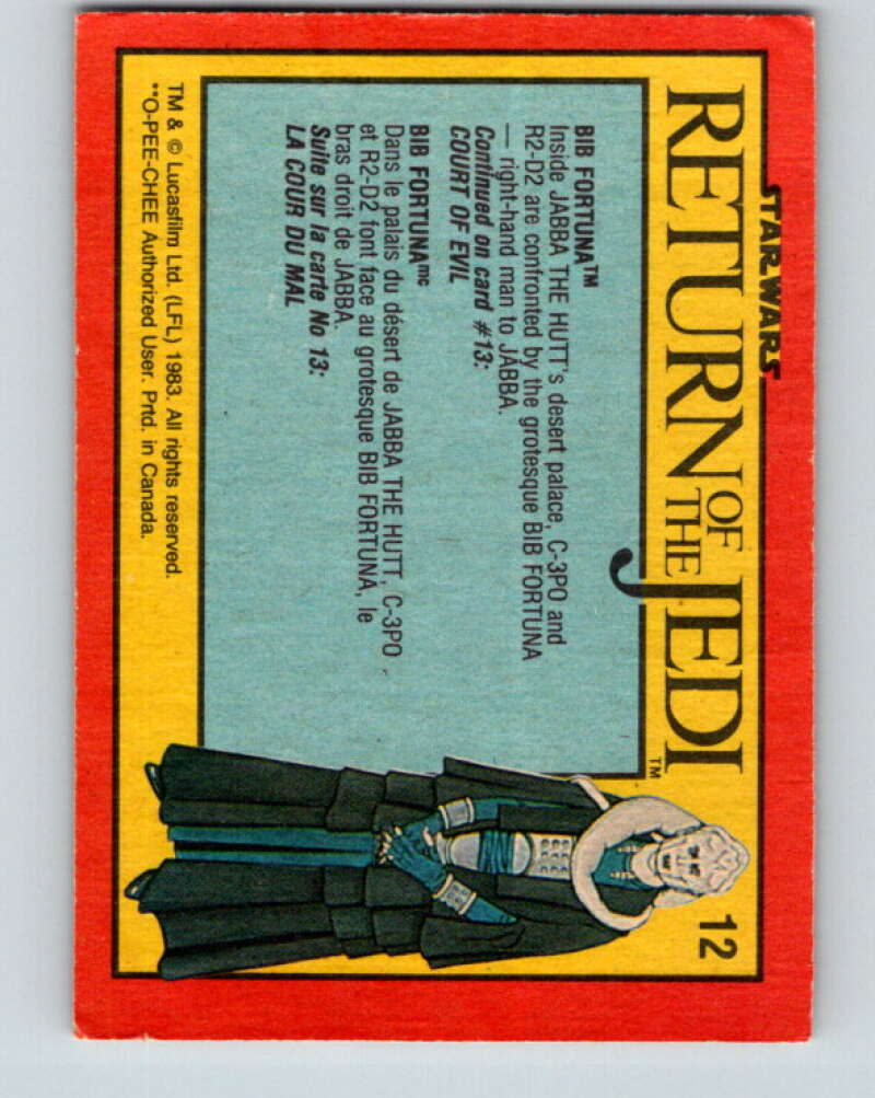 1983 OPC Star Wars Return Of The Jedi #12 Bib Fortuna V42210