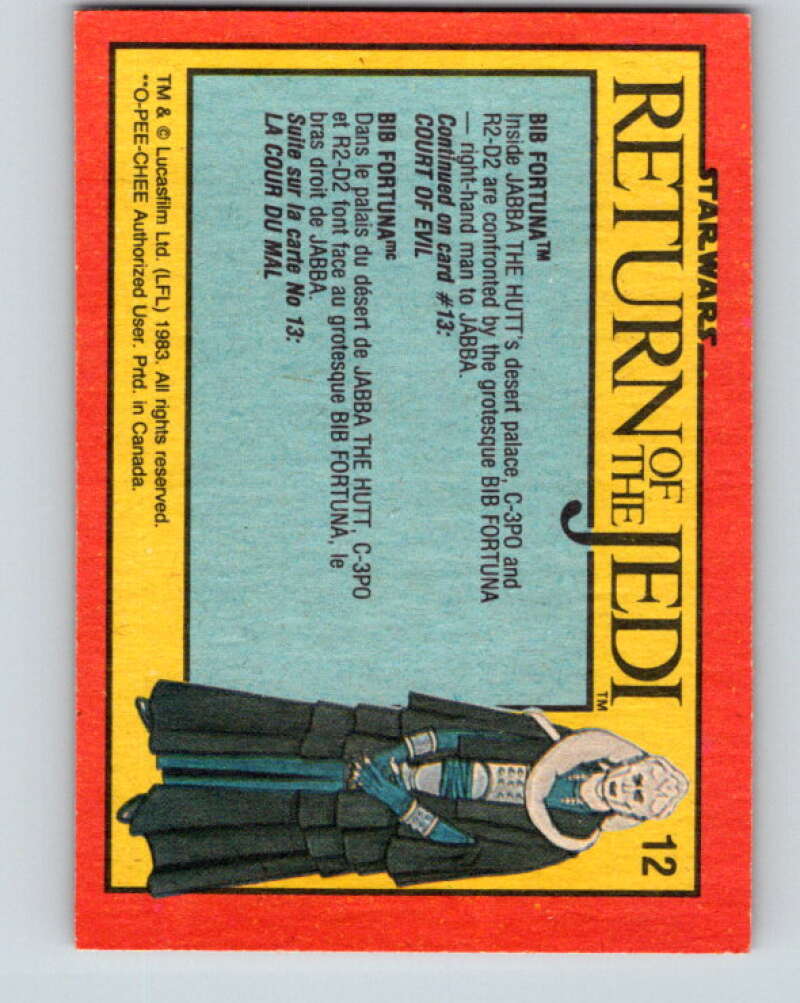 1983 OPC Star Wars Return Of The Jedi #12 Bib Fortuna V42213