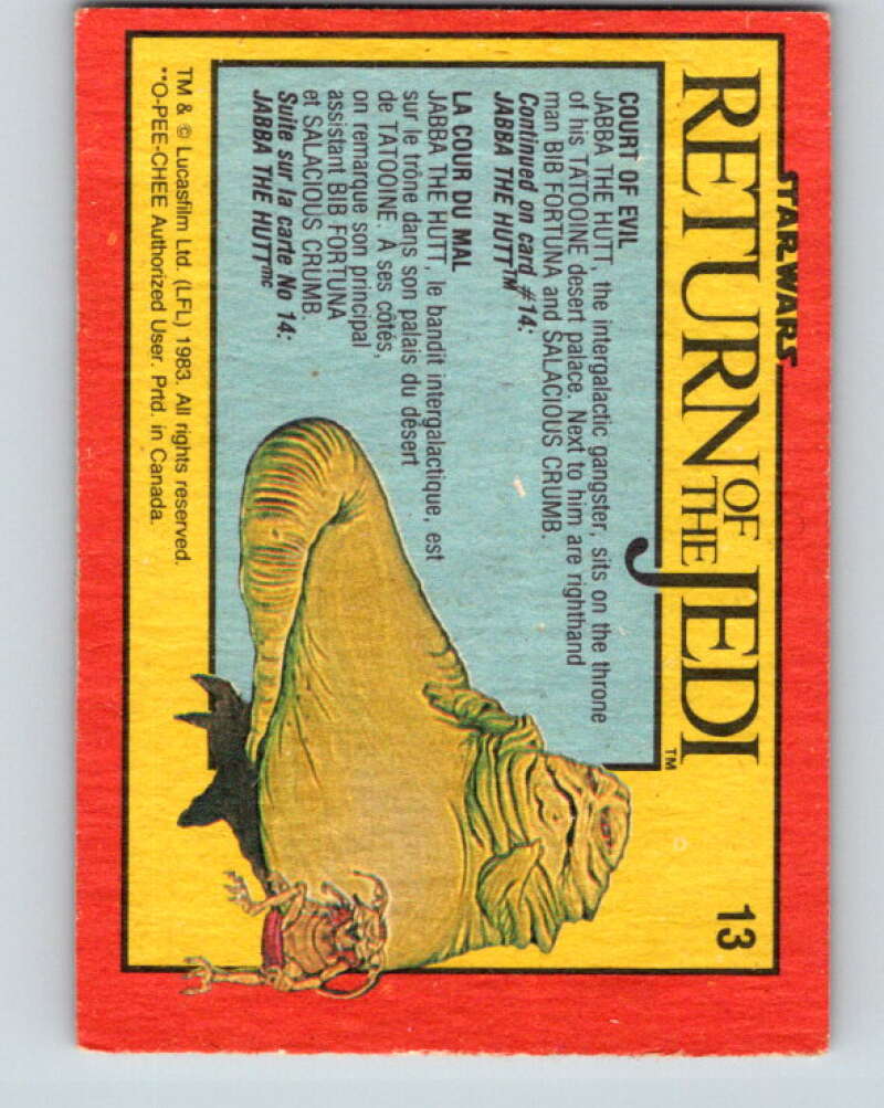 1983 OPC Star Wars Return Of The Jedi #13 Court of Evil V42215