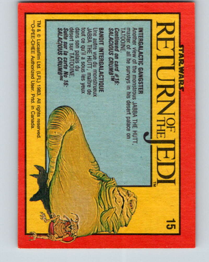 1983 OPC Star Wars Return Of The Jedi #15 Intergalactic Gangster V42224
