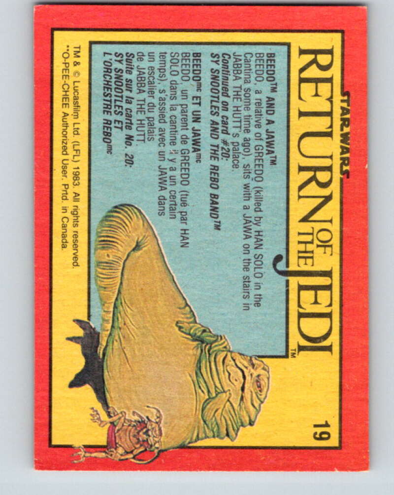1983 OPC Star Wars Return Of The Jedi #19 Beedo and a Jawa V42247