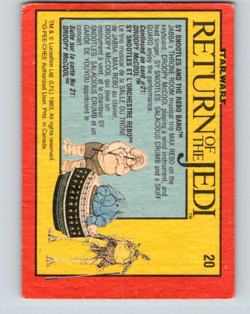 1983 OPC Star Wars Return Of The Jedi #20 Sy Snootles and the Rebo Band V42249