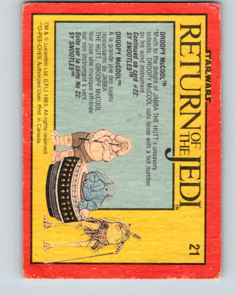 1983 OPC Star Wars Return Of The Jedi #21 Droopy McCool V42255