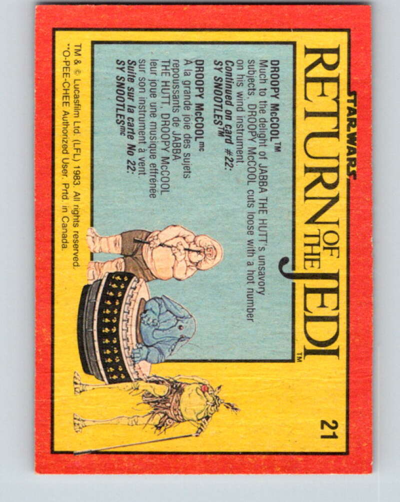 1983 OPC Star Wars Return Of The Jedi #21 Droopy McCool V42256