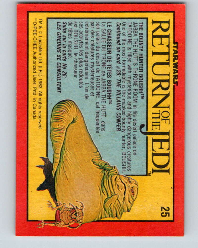 1983 OPC Star Wars Return Of The Jedi #25 The Bounty Hunter Boushh V42270