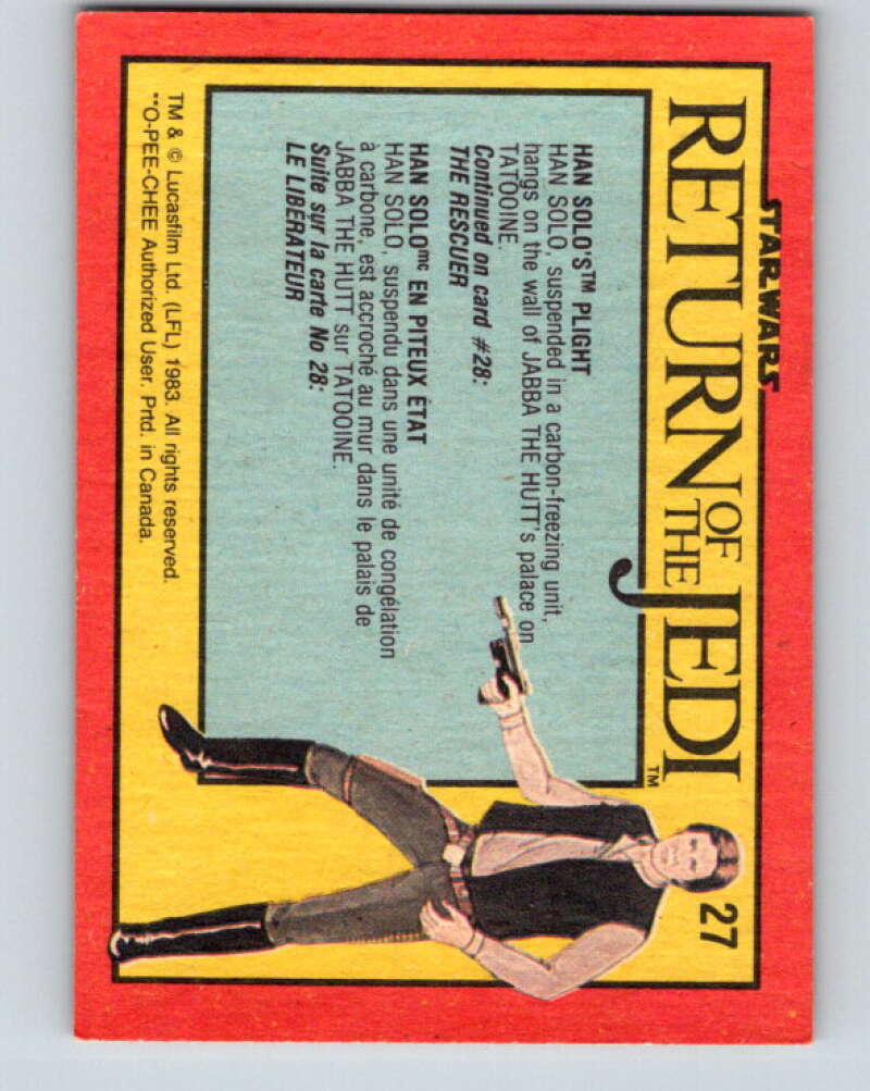 1983 OPC Star Wars Return Of The Jedi #27 Han Solo's Plight V42280
