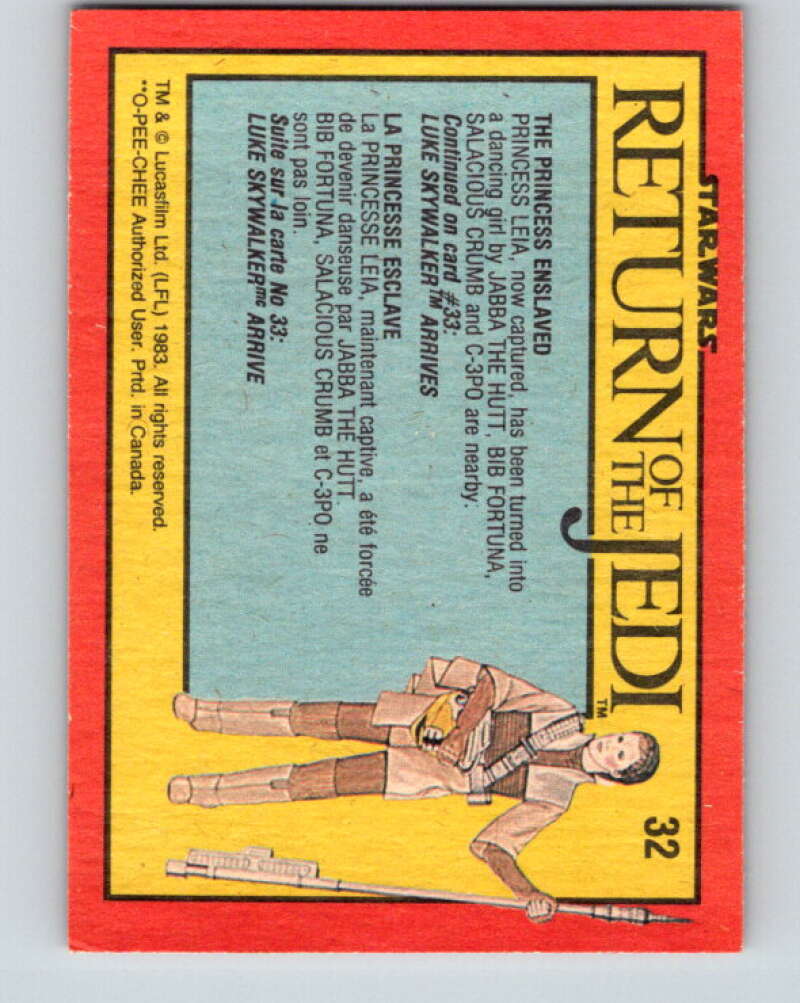 1983 OPC Star Wars Return Of The Jedi #32 The Princess Enslaved V42296