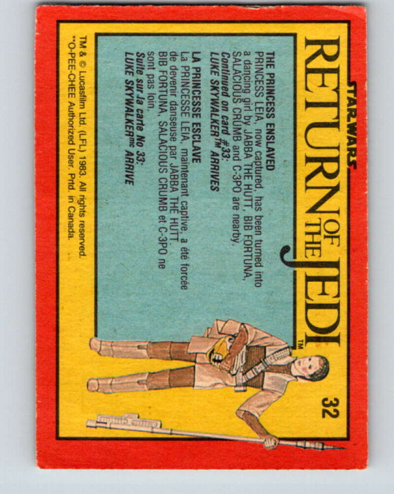 1983 OPC Star Wars Return Of The Jedi #32 The Princess Enslaved V42298