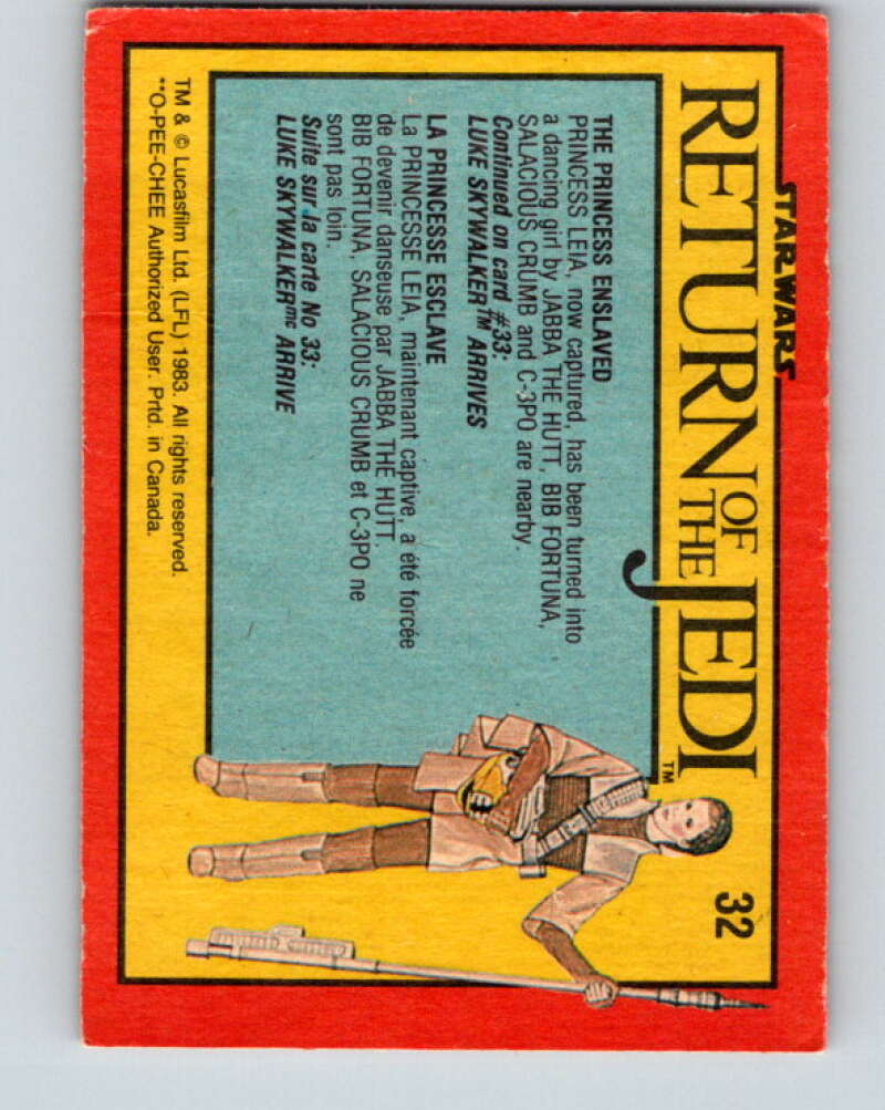 1983 OPC Star Wars Return Of The Jedi #32 The Princess Enslaved V42299