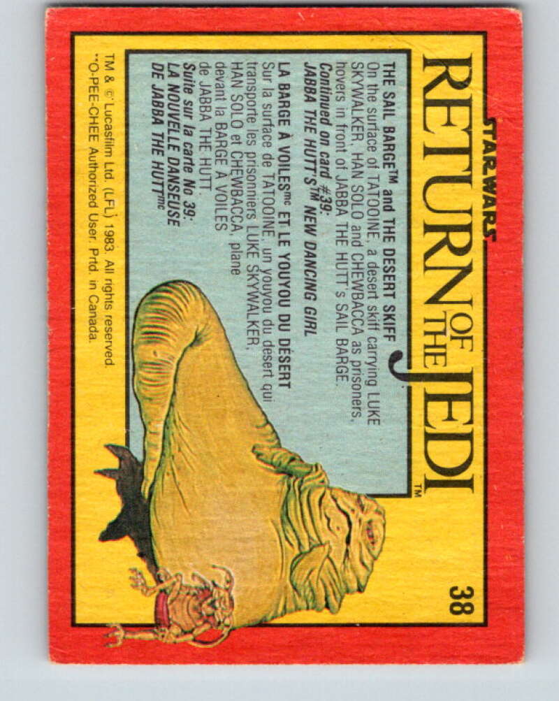 1983 OPC Star Wars Return Of The Jedi #38 The Sail Barge and the Desert Skiff V42323