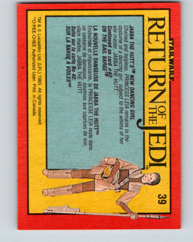 1983 OPC Star Wars Return Of The Jedi #39 Jabba the Hutt's New Dancing Girl V42327