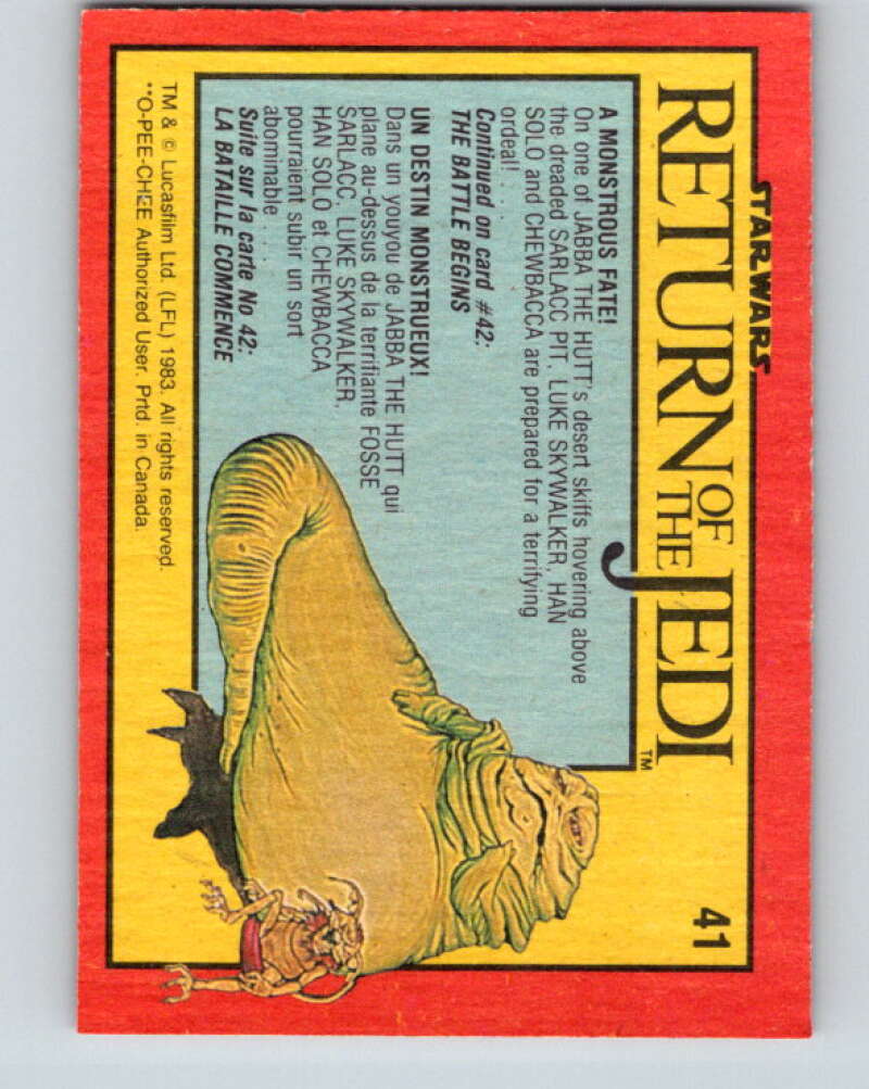 1983 OPC Star Wars Return Of The Jedi #41 A Monstrous Fate V42334