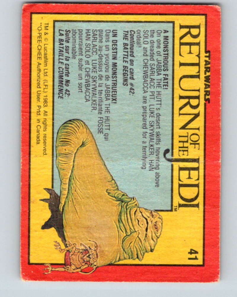 1983 OPC Star Wars Return Of The Jedi #41 A Monstrous Fate V42335