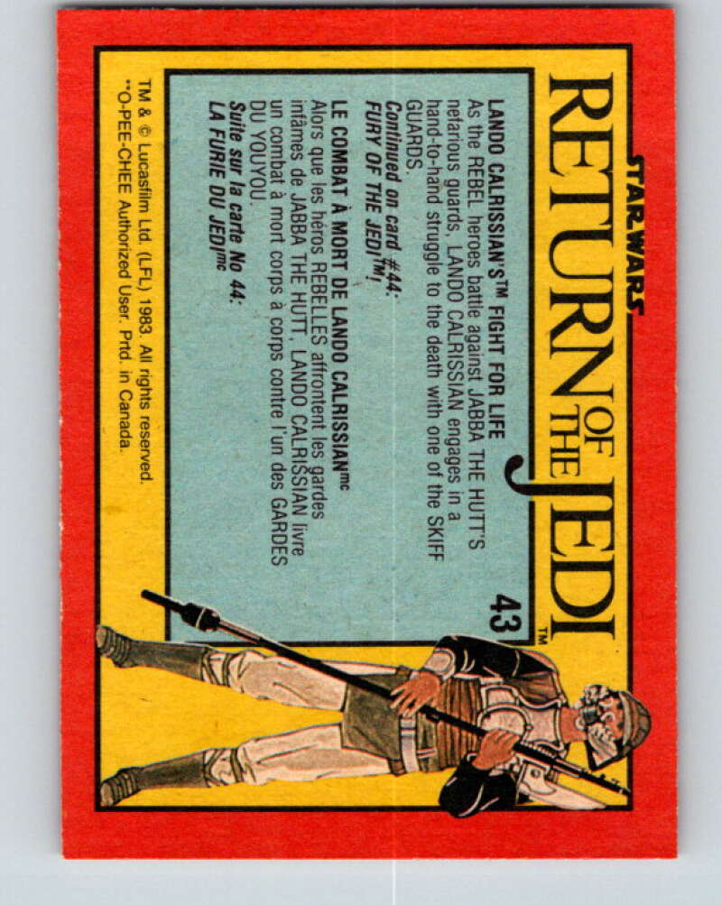 1983 OPC Star Wars Return Of The Jedi #43 Lando Calrissian's Fight V42343