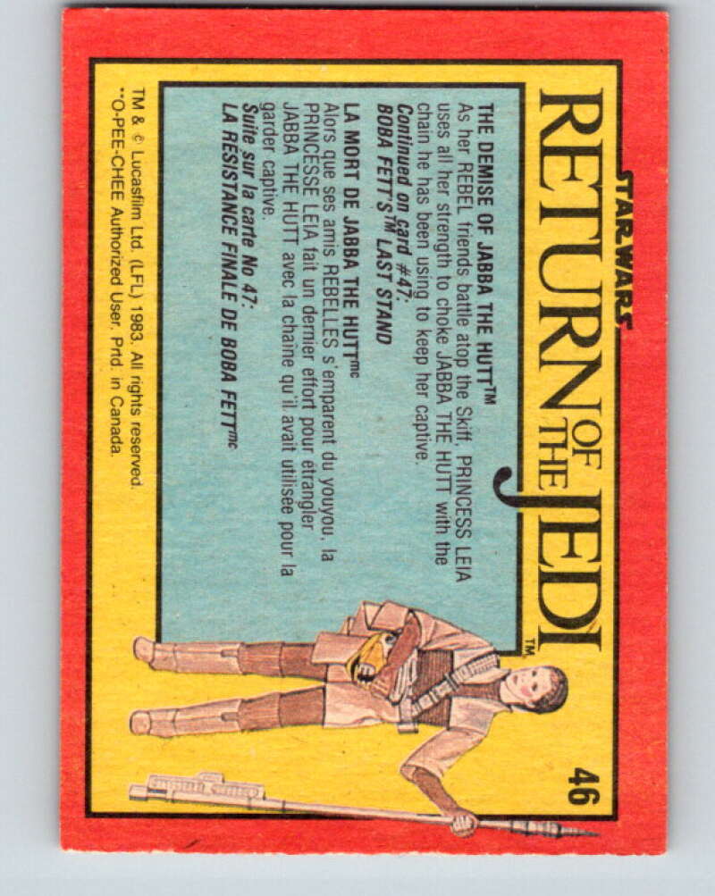 1983 OPC Star Wars Return Of The Jedi #46 The Demise of Jabba the Hutt V42354