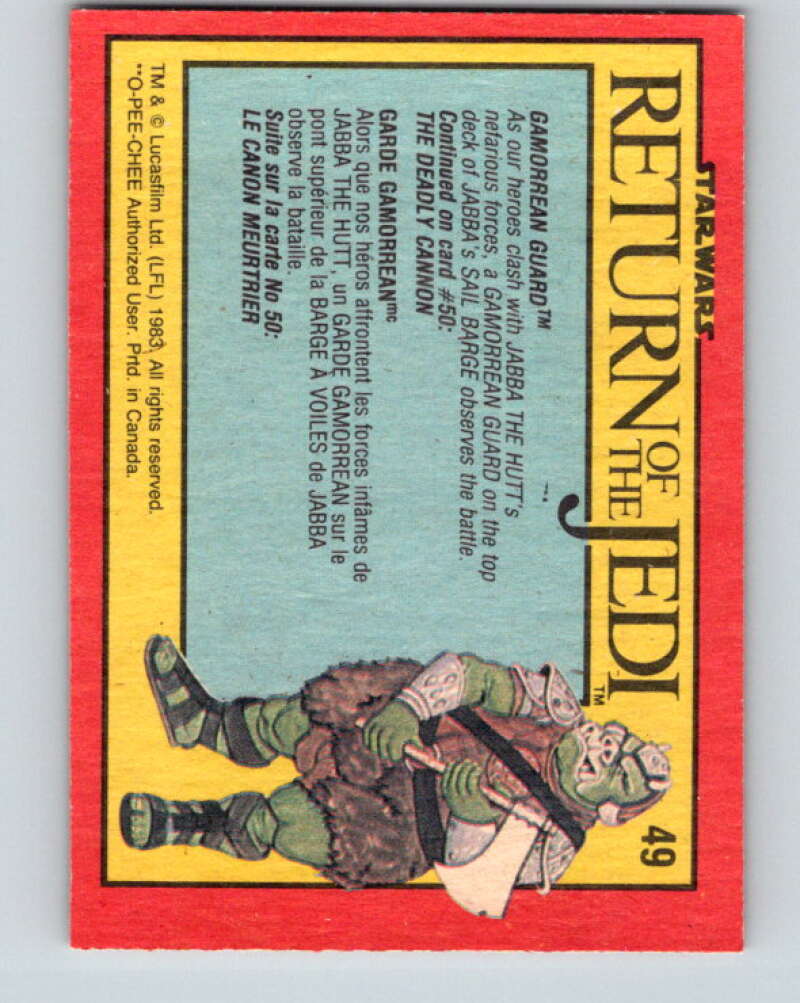 1983 OPC Star Wars Return Of The Jedi #49 Gamorrean Guard V42363