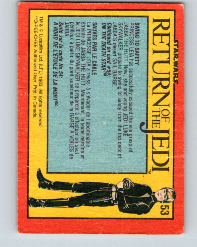 1983 OPC Star Wars Return Of The Jedi #53 Swing to Safety V42386