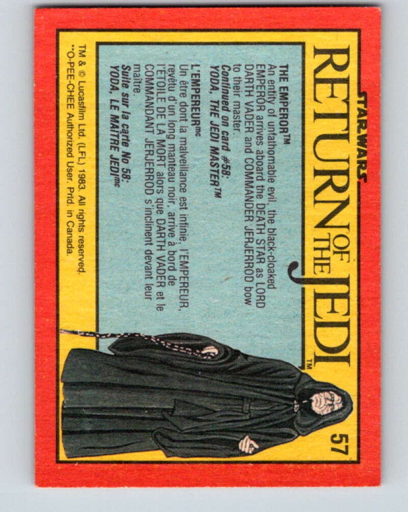 1983 OPC Star Wars Return Of The Jedi #57 The Emperor V42402