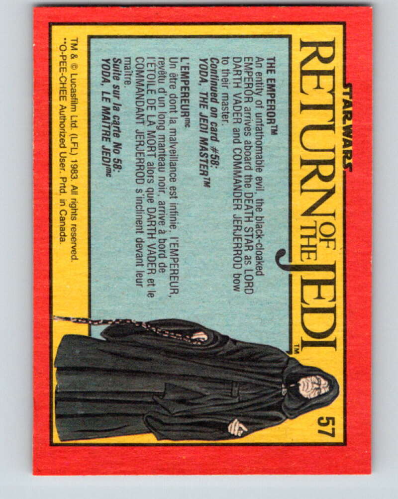 1983 OPC Star Wars Return Of The Jedi #57 The Emperor V42404