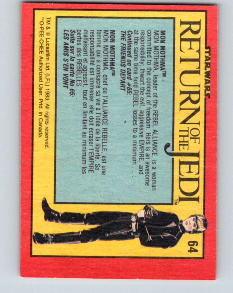 1983 OPC Star Wars Return Of The Jedi #64 Mon Mothma V42435