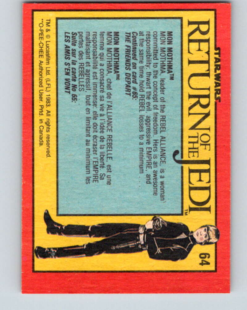 1983 OPC Star Wars Return Of The Jedi #64 Mon Mothma V42437