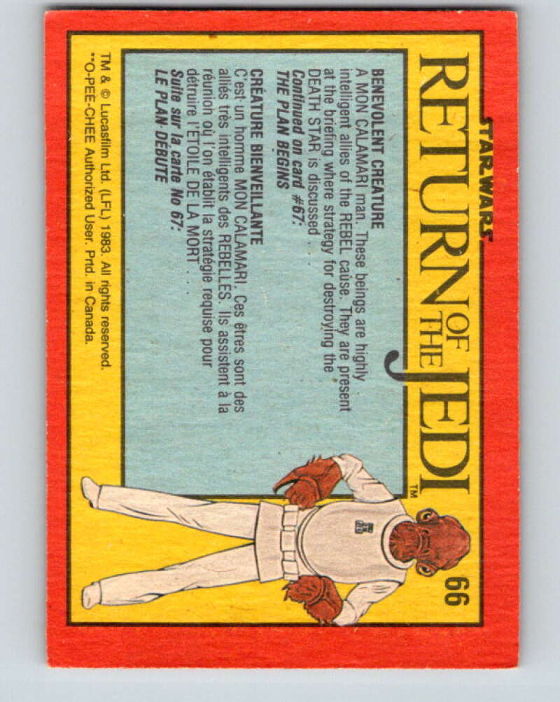 1983 OPC Star Wars Return Of The Jedi #66 Benevolent Creature V42444