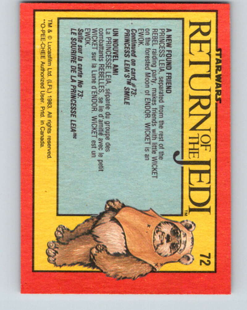 1983 OPC Star Wars Return Of The Jedi #72 A New Found Friend V42474