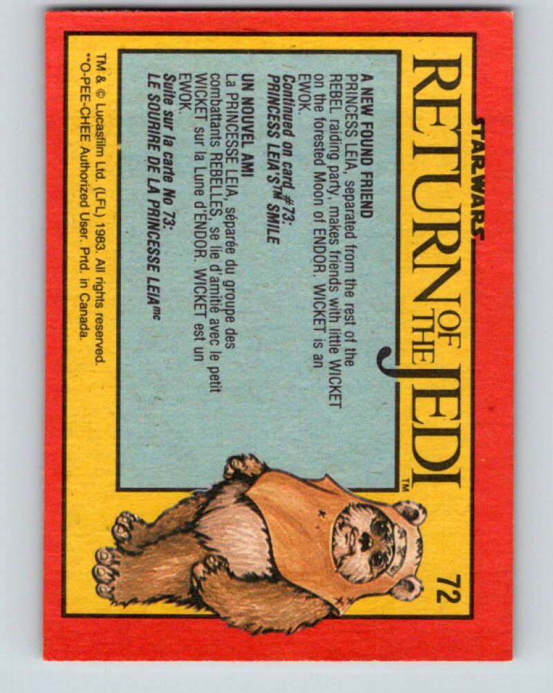 1983 OPC Star Wars Return Of The Jedi #72 A New Found Friend V42476