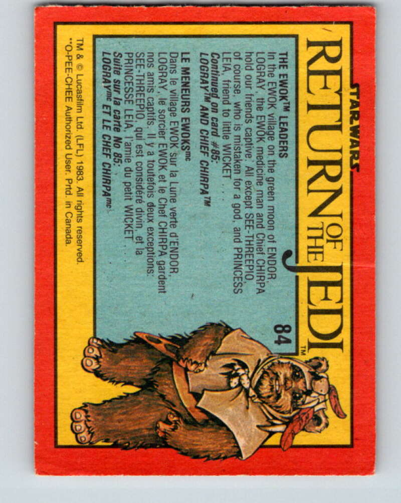 1983 OPC Star Wars Return Of The Jedi #84 The Ewok Leaders V42519