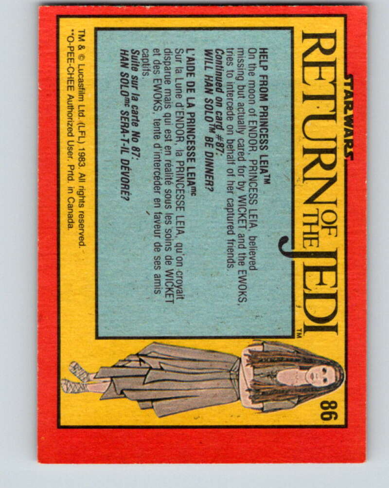 1983 OPC Star Wars Return Of The Jedi #86 Help from Princess Leia V42528