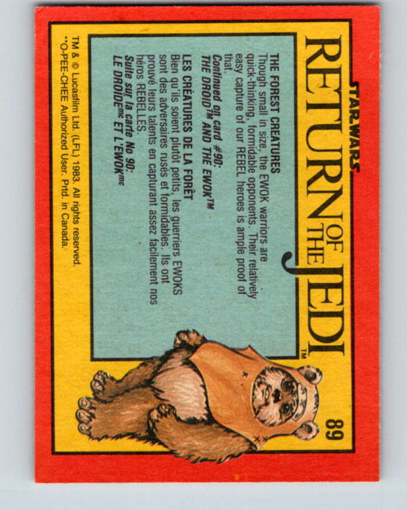 1983 OPC Star Wars Return Of The Jedi #89 The Forest Creatures V42536