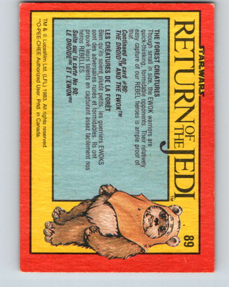 1983 OPC Star Wars Return Of The Jedi #89 The Forest Creatures V42539