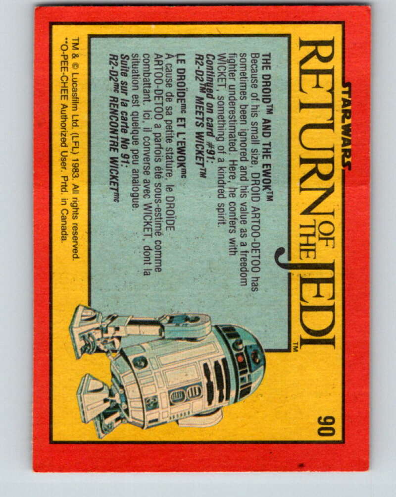 1983 OPC Star Wars Return Of The Jedi #90 The Droid and the Ewok V42541