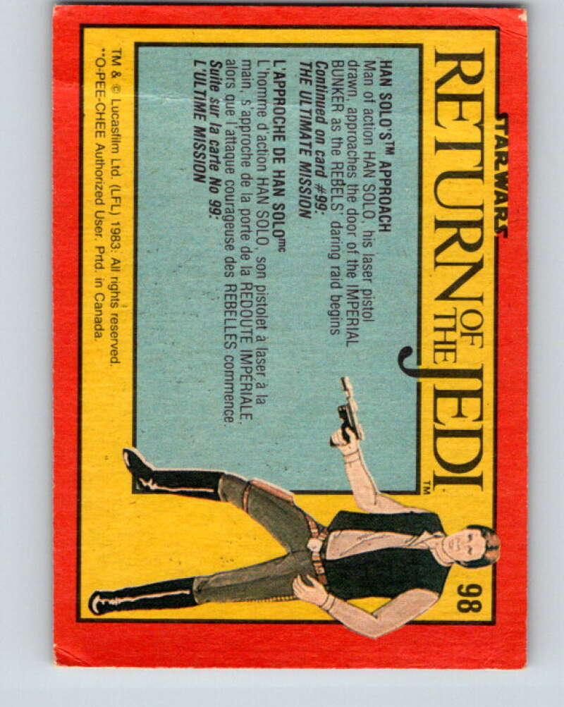 1983 OPC Star Wars Return Of The Jedi #98 Han Solo's Approach V42572
