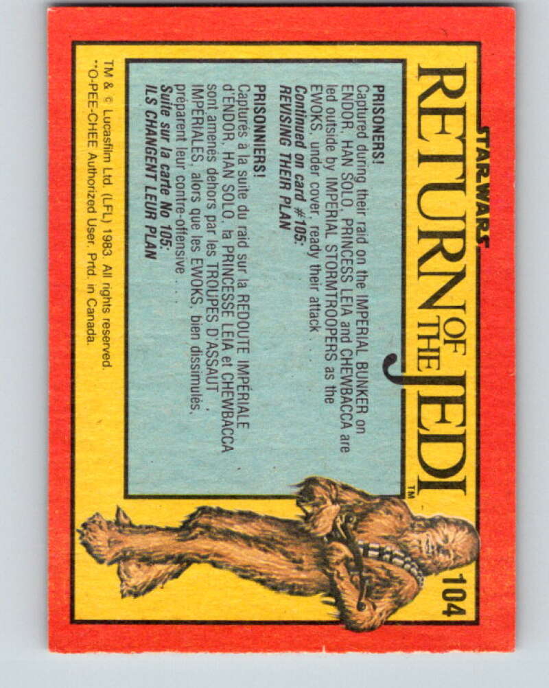 1983 OPC Star Wars Return Of The Jedi #104 Prisoners V42602