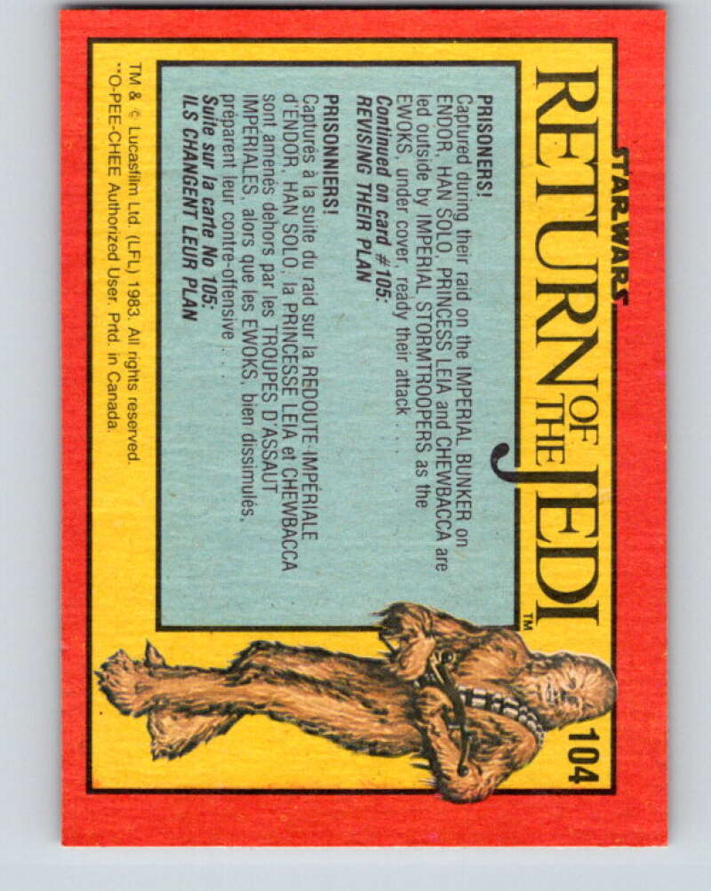 1983 OPC Star Wars Return Of The Jedi #104 Prisoners V42606