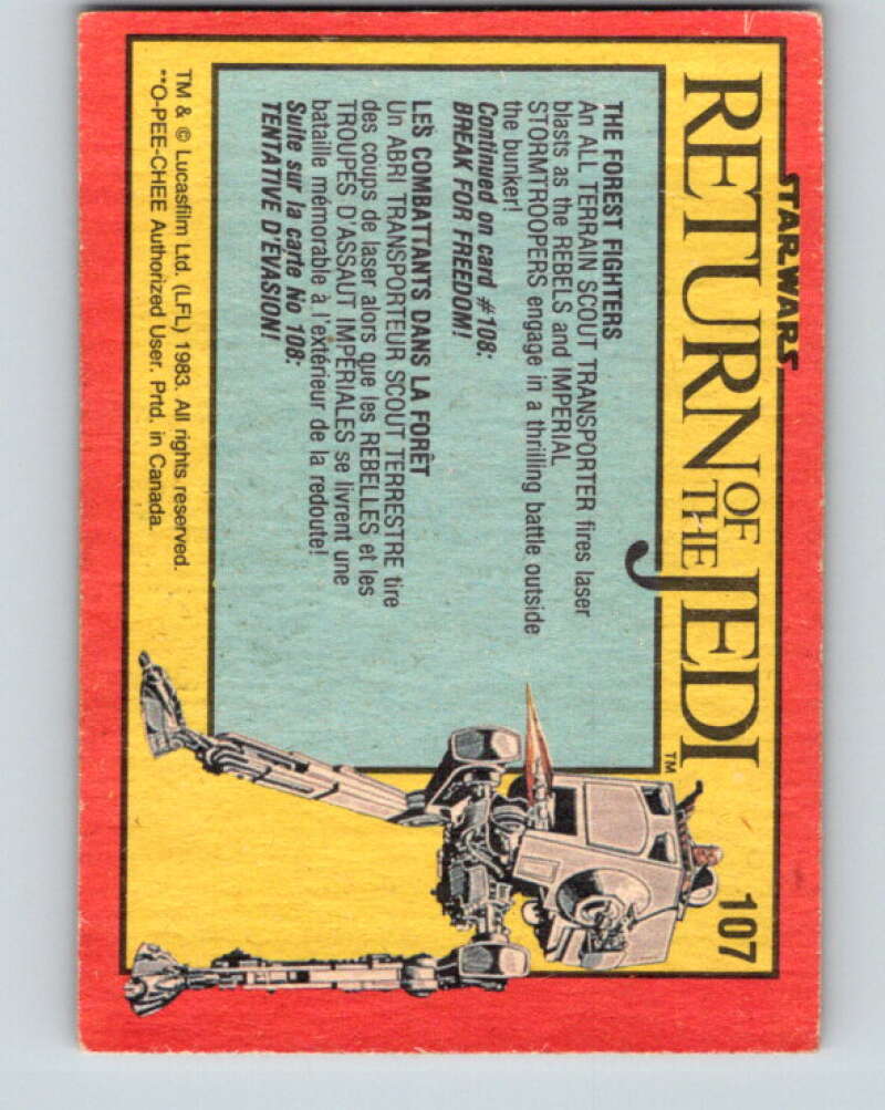 1983 OPC Star Wars Return Of The Jedi #107 The Forest Fighters V42623