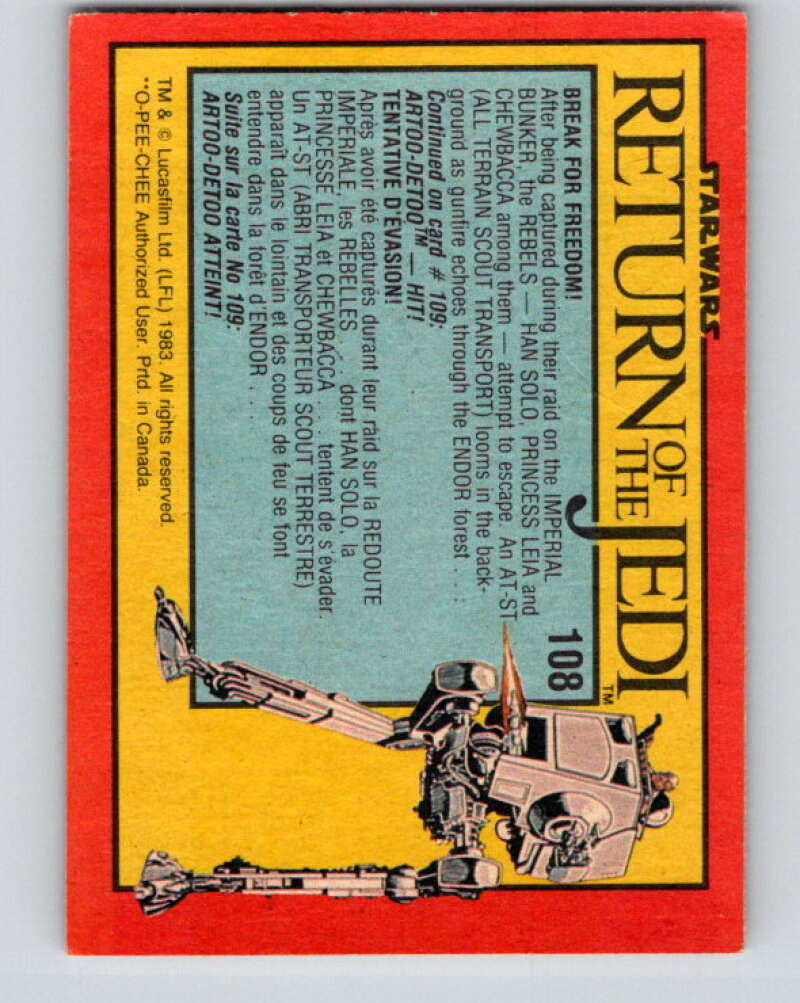 1983 OPC Star Wars Return Of The Jedi #108 Break for Freedom V42624