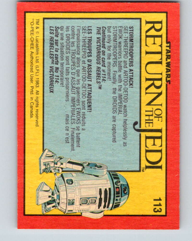 1983 OPC Star Wars Return Of The Jedi #113 Stormtrooper Attack V42646