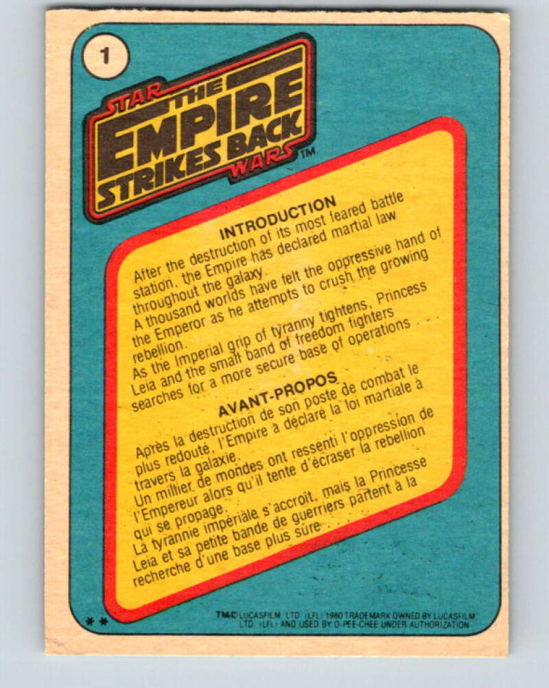 1980 OPC The Empire Strikes Back #1 Introduction V42737