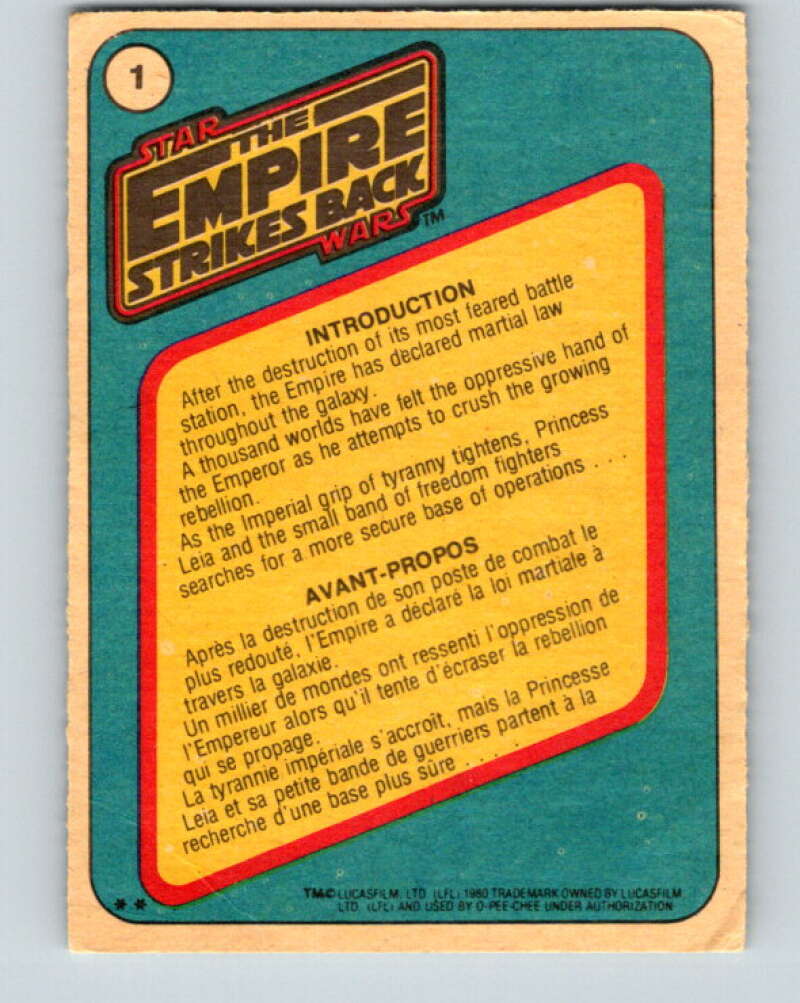 1980 OPC The Empire Strikes Back #1 Introduction V42738