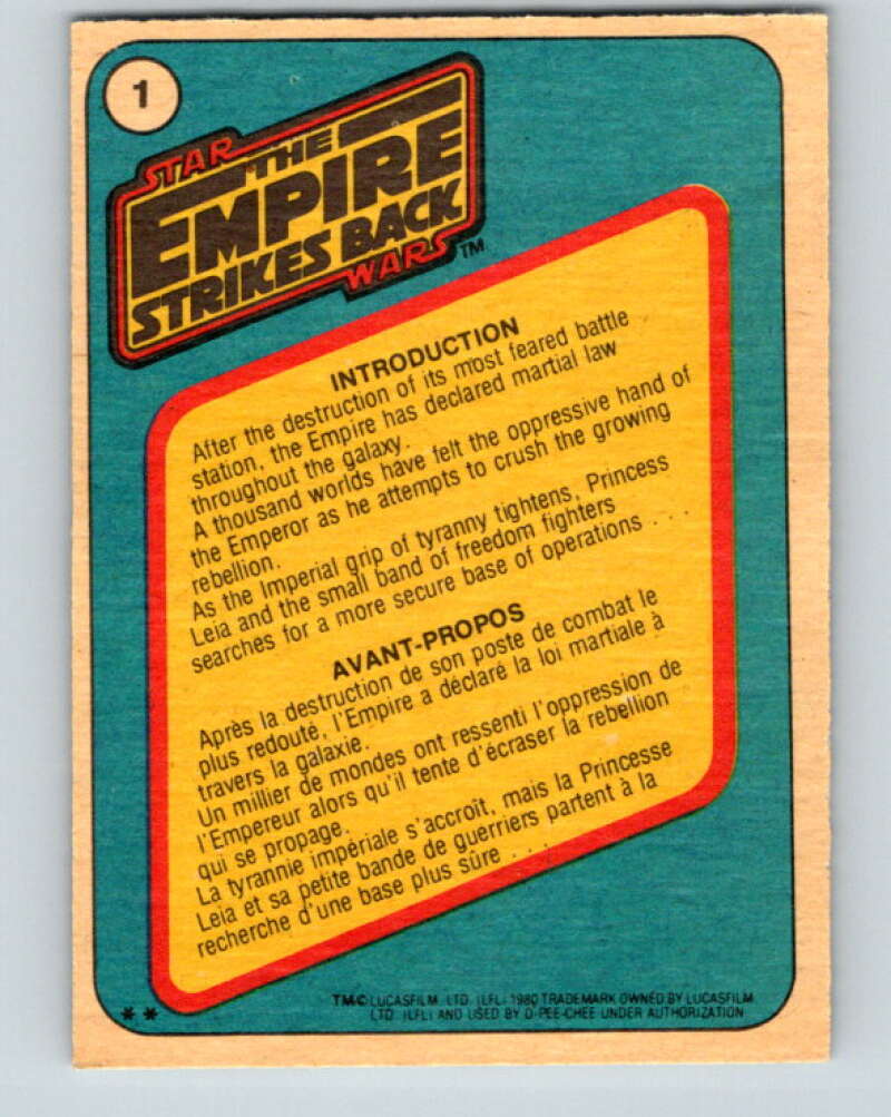 1980 OPC The Empire Strikes Back #1 Introduction V42739