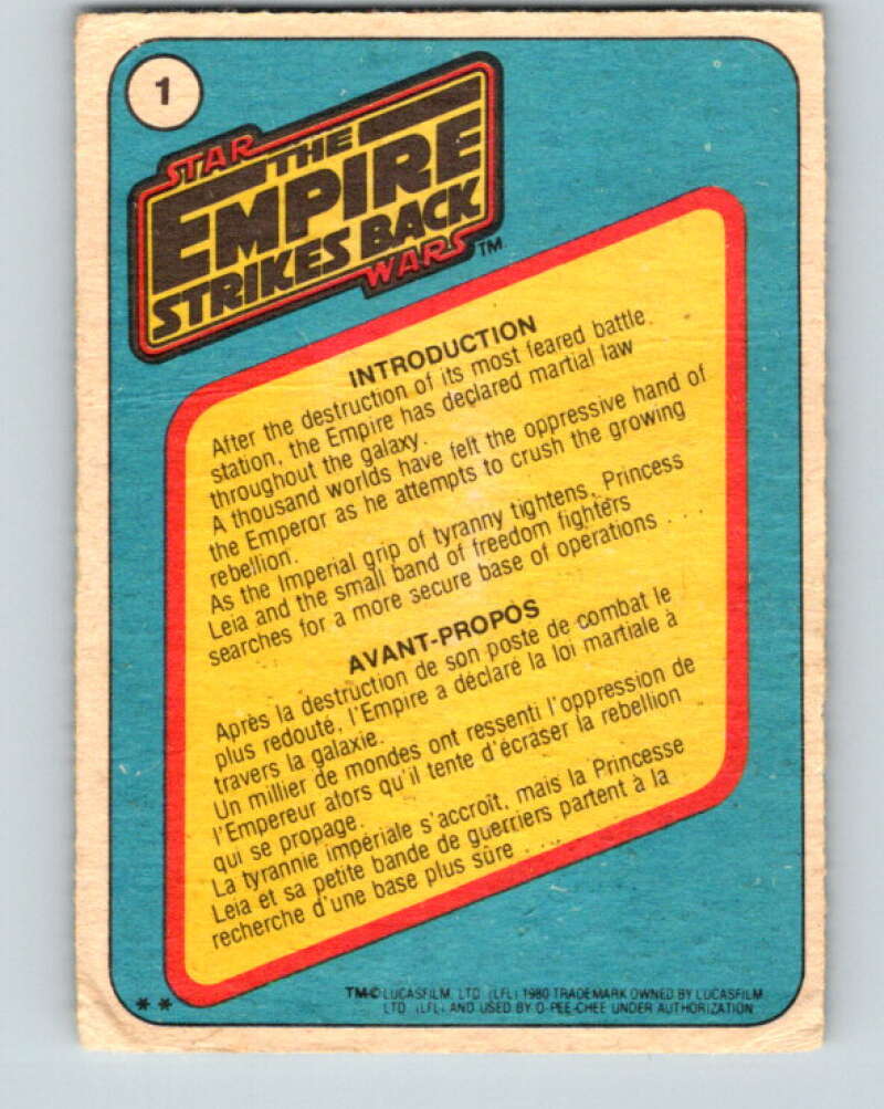 1980 OPC The Empire Strikes Back #1 Introduction   V42740