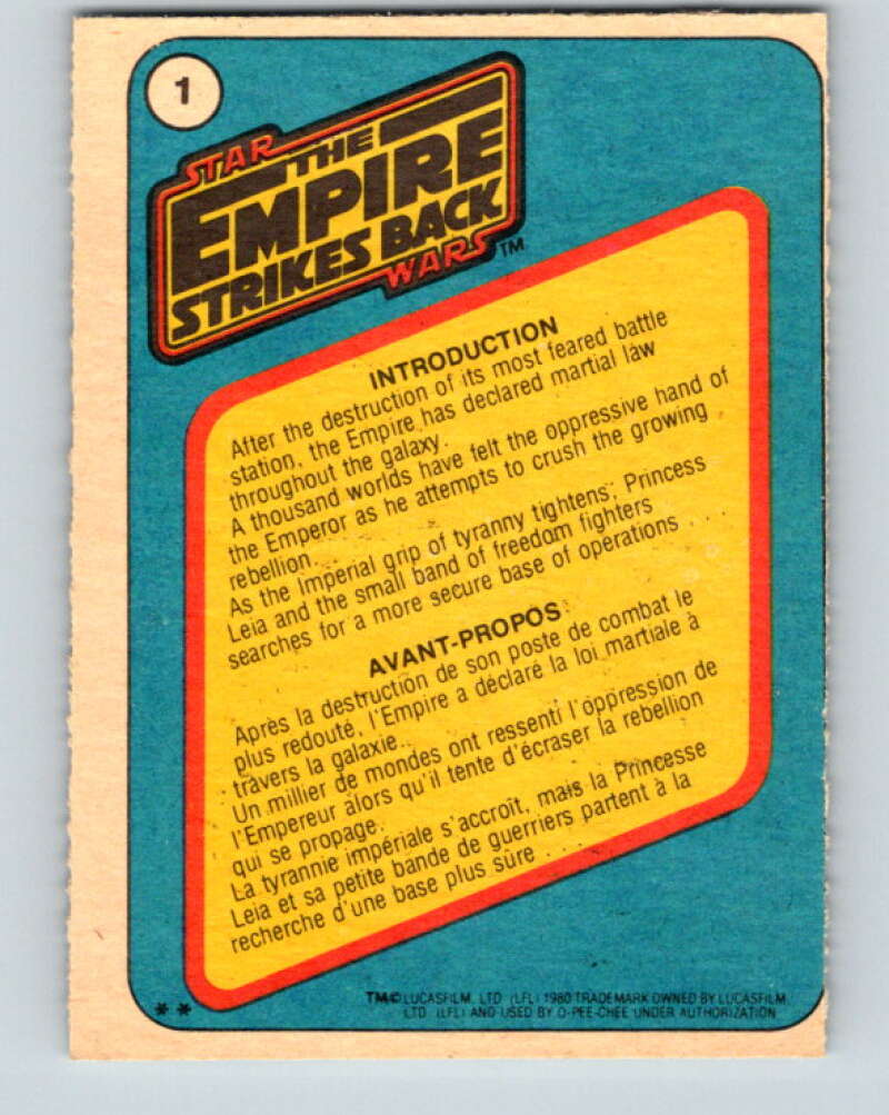 1980 OPC The Empire Strikes Back #1 Introduction V42742