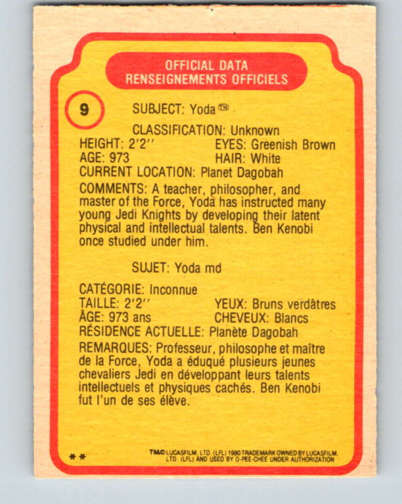 1980 OPC The Empire Strikes Back #9 Yoda V42769