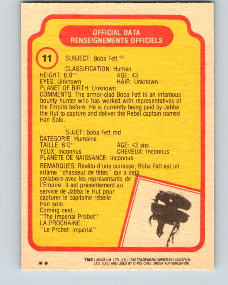1980 OPC The Empire Strikes Back #11 Boba Fett V42774