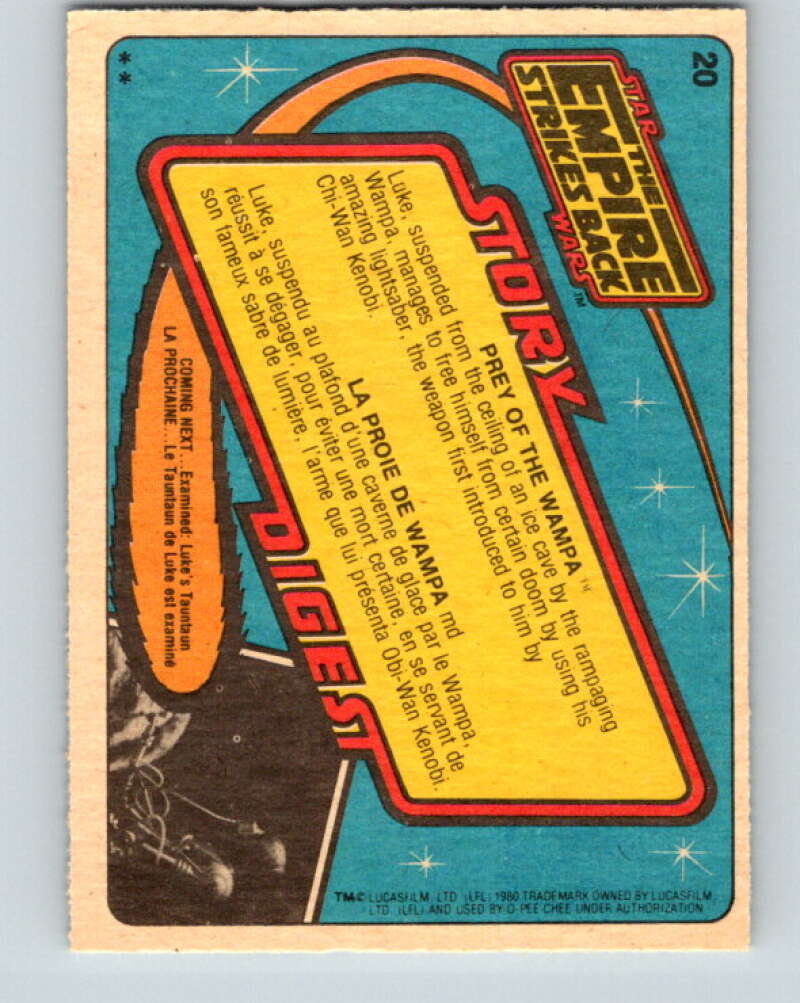 1980 OPC The Empire Strikes Back #20 Prey of the Wampa V42800