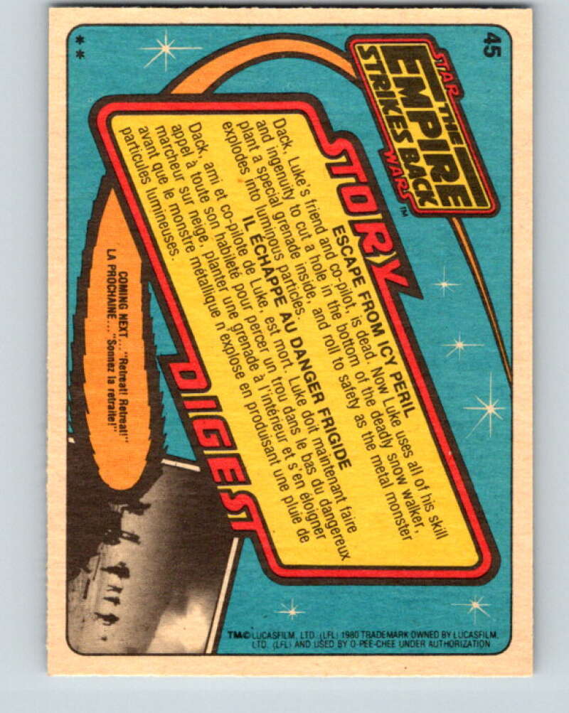 1980 OPC The Empire Strikes Back #45 Escape from Icy Peril V42876